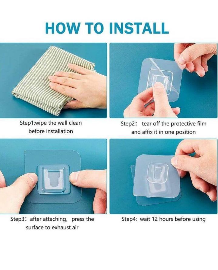 Double-Sided Adhesive Wall Hooks(Pair of 10)