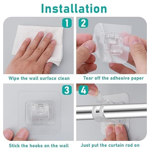 Self-Adhesive Curtain & Mop Holder Hook (Pack of 2)