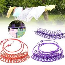 Cloth Drying Rope with 12 Clips