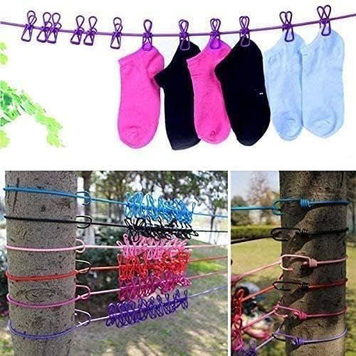 Cloth Drying Rope with 12 Clips
